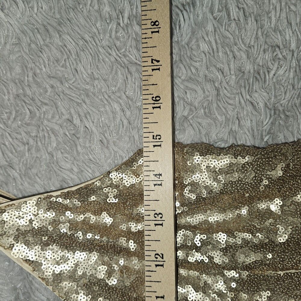 ABERCROMBIE & FITCH Medium Gold Sequin Slip Mini Dress Y2k NYE Glam Chic Preppy - Picture 6 of 8